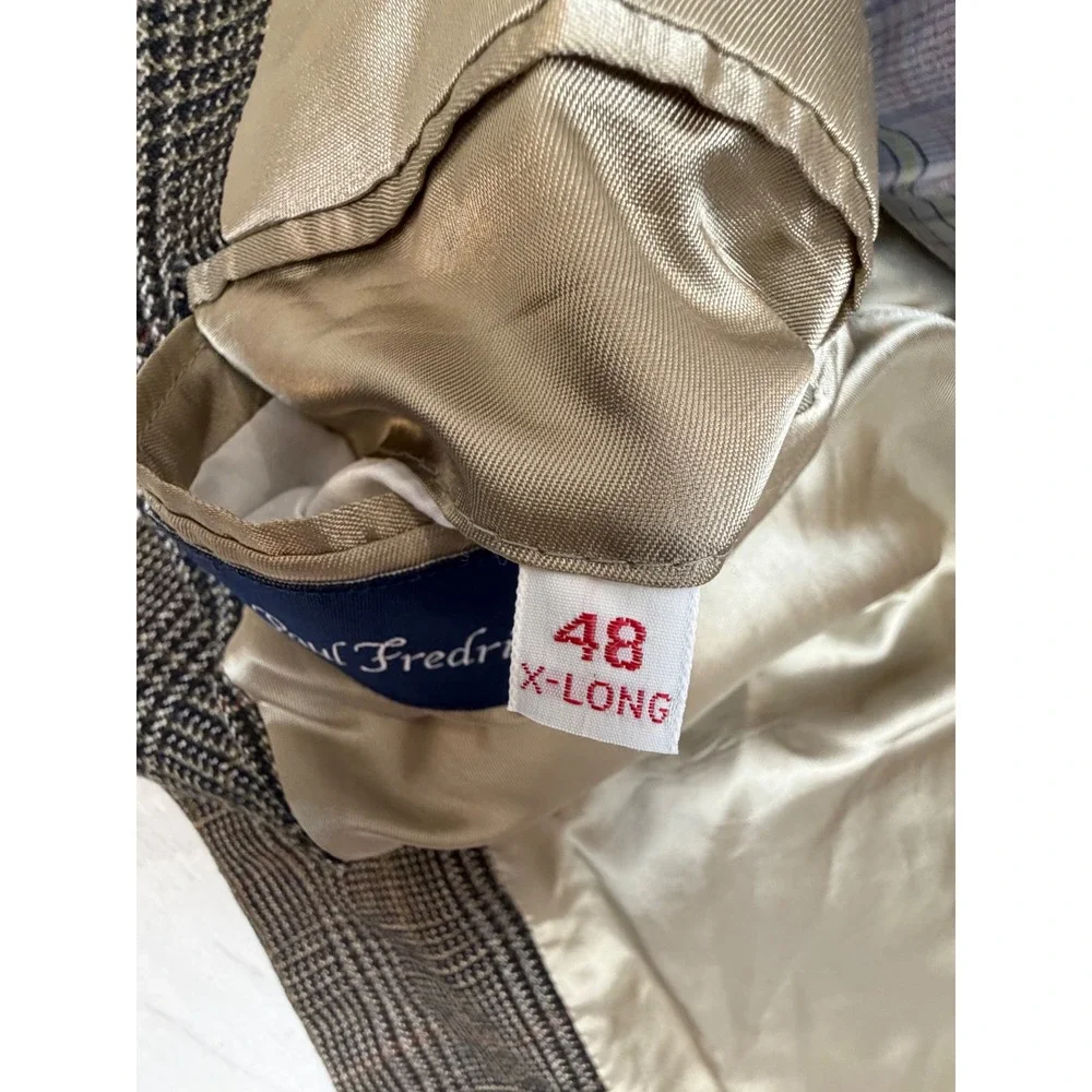 Paul Fredrick Glen Plaid Sport Coat Blazer Brown 48 X-Long Made in USA